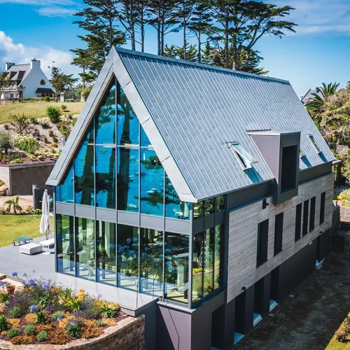 Mur rideau aluminium triple vitrage isolant en Finistère