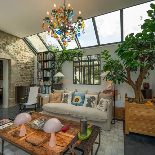 Orangerie sur mesure à Landunvez avec verrière horizontale en toiture plate